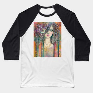 Galaxy Girl Boho Fantasy Art Star Gypsy by Molly Harrison Baseball T-Shirt